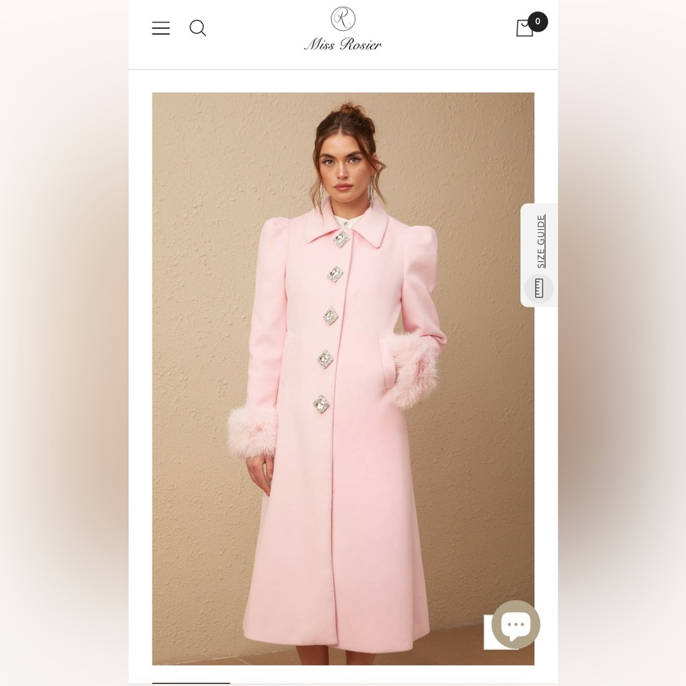 Miss Rosier Pink Coat with Jeweled Buttons